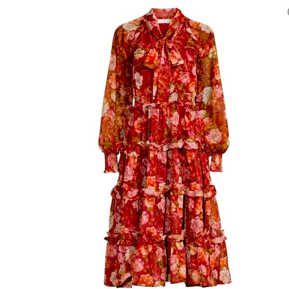 Rachel Parcell Floral Ruffle Tiered Midi Dress S
